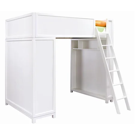 "The Cave" Full Size Loft Bed with Storage and Removable and Interchangeable Panel and Privacy Curtain